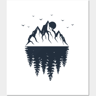 Mountains And Forest. Double Exposure. Geometric Style Posters and Art